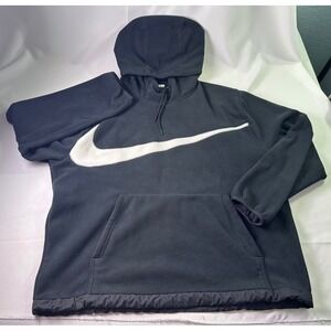 Nike Big Swoosh Polar Fleece Crewneck Sweatshirt Black White Men's Size XL Retro